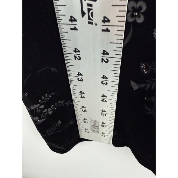 CDC Petites Black Velvet Floral Maxi Dress Size 6 Gothic y2K Romantic Front Slit - Picture 5 of 9